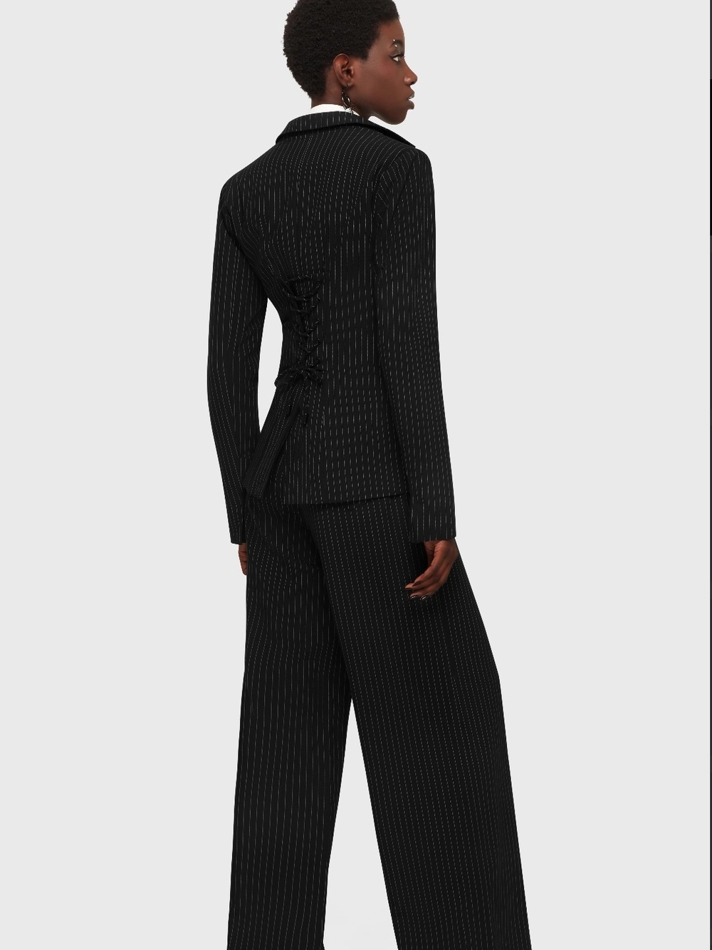 Killstar Black Pinstripe Blazer with Peak Lapel - Picture 6 of 7